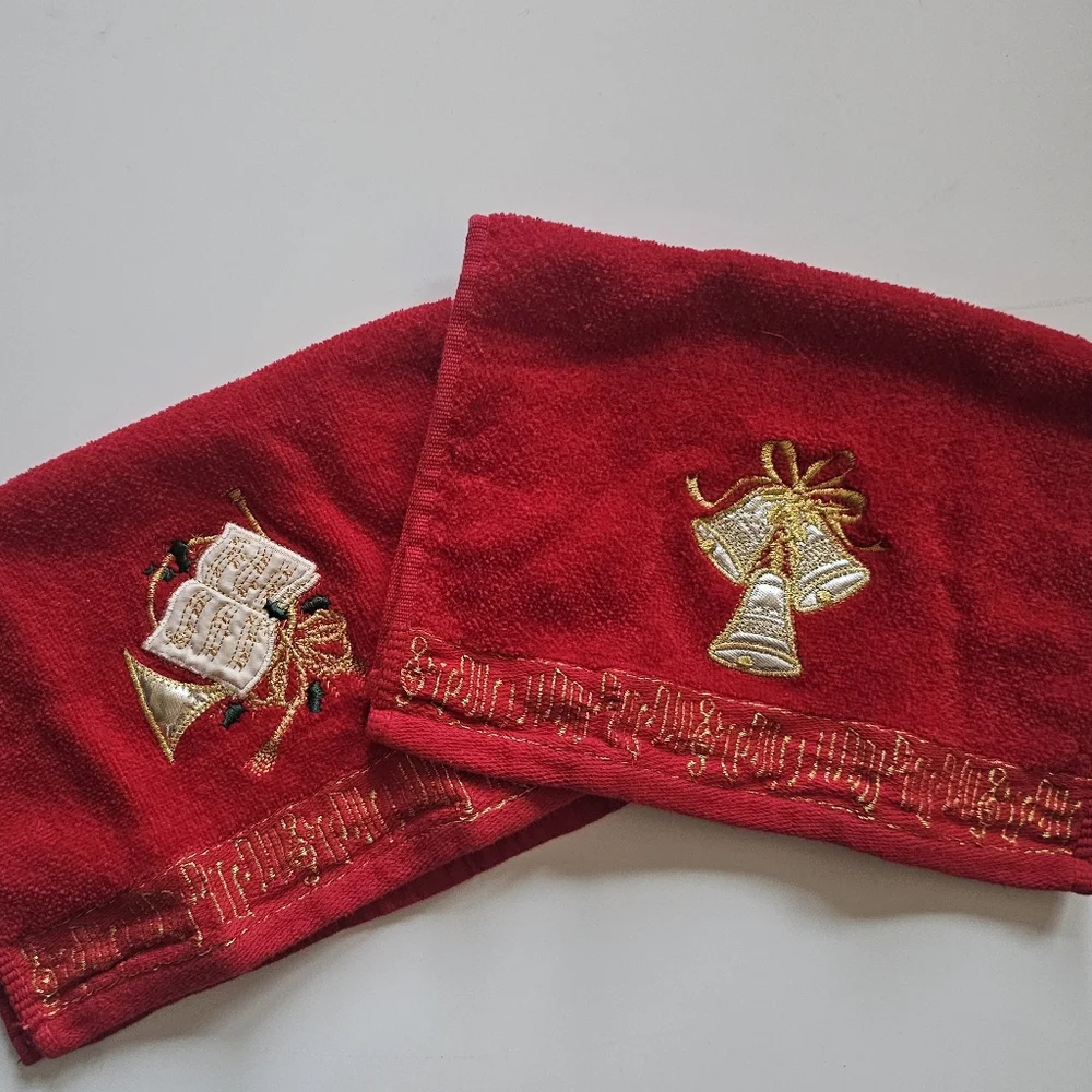 Holiday Christmas Bells Hand Towels 10x15